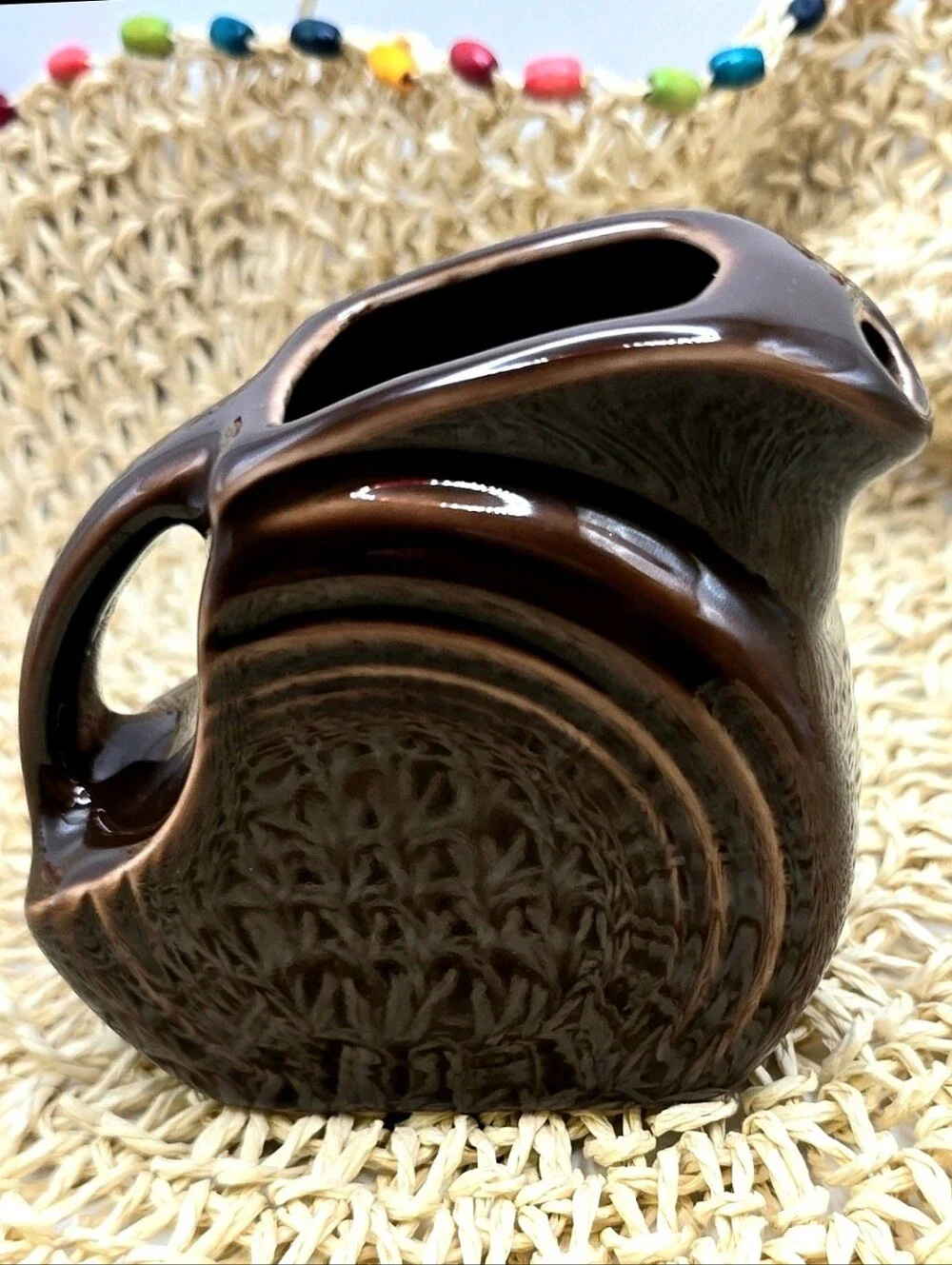 OOAK MINT FIESTAWARE HLC CHOCOLATE Mini Disc/Disk Pitcher W/ORIGINAL STICKER